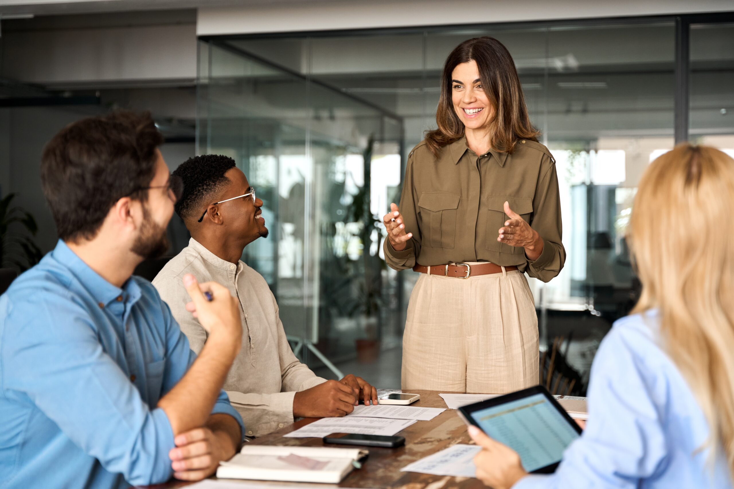 Happy,Middle,Aged,Business,Woman,Executive,Ceo,Leader,Discussing,Project Dagley Insurance Agency